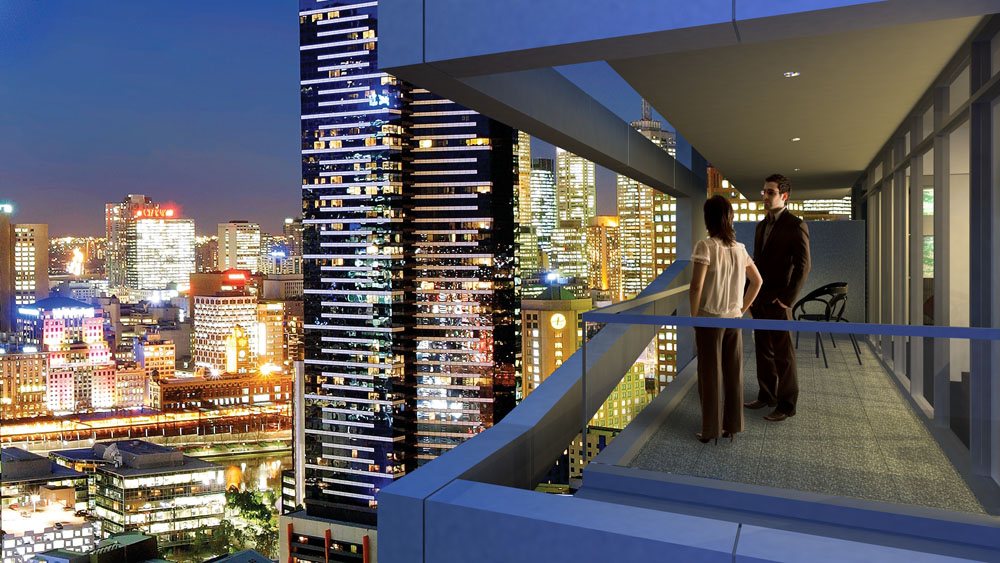 WRAP Residences, Southbank, VIC — an apartment balcony and the city beyond